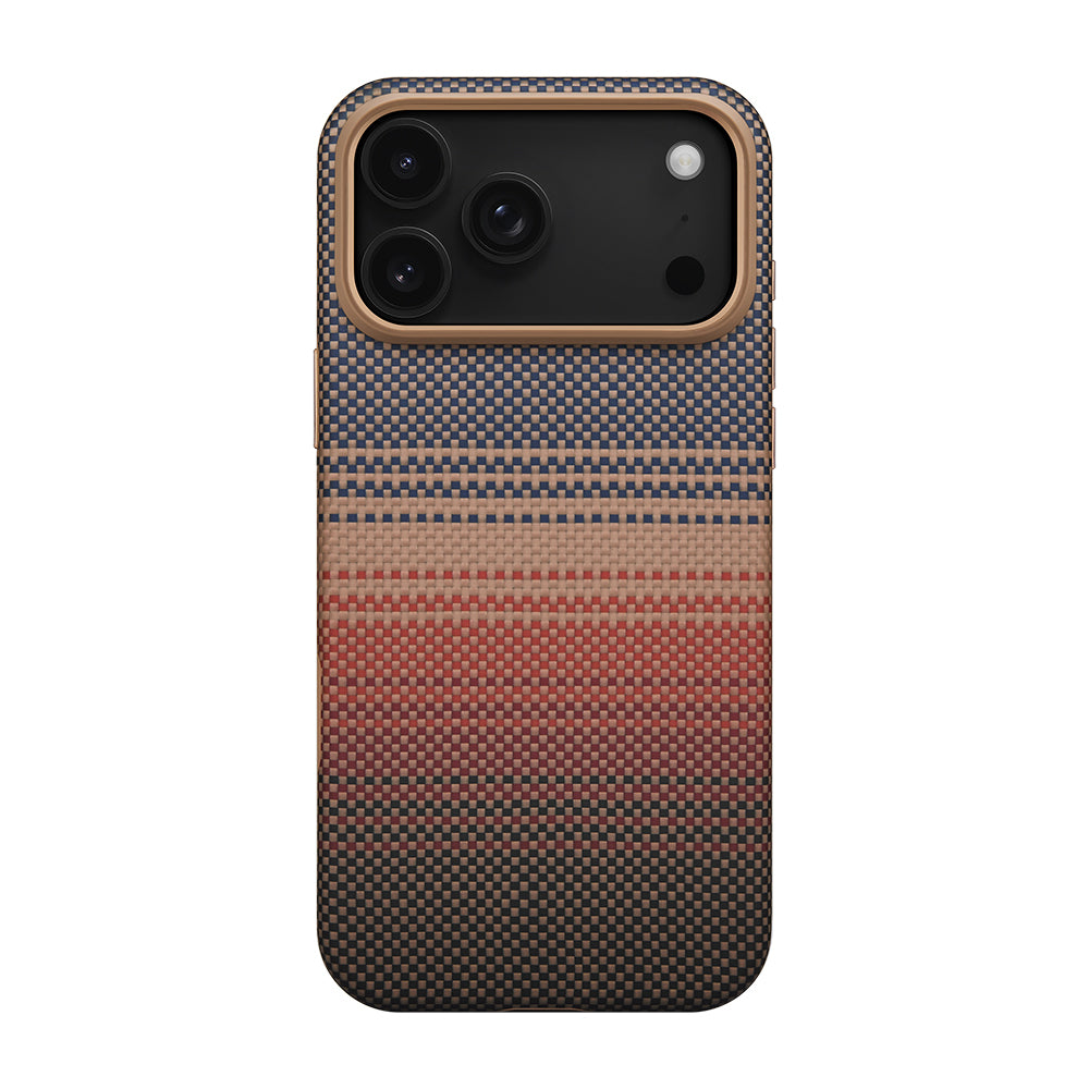 Apple iPhone 17 Pro Max Kılıf M-safe Şarj Özellikli Aramid Fiber Pitaka Military-Grade Sunset-Moonrise Serisi Kapak