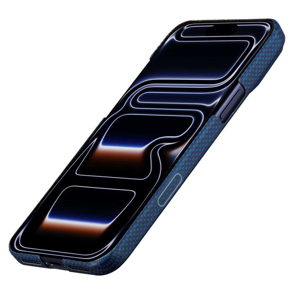 Apple iPhone 17 Pro Max Kılıf M-safe Şarj Özellikli Aramid Karbon Fiber Pitaka Sakura Hours Serisi Kapak