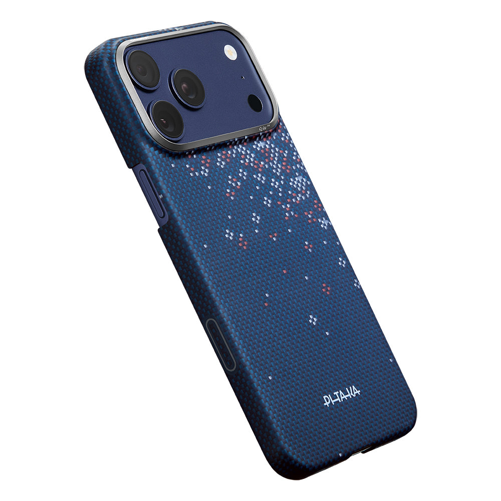 Apple iPhone 17 Pro Max Kılıf M-safe Şarj Özellikli Aramid Karbon Fiber Pitaka Sakura Hours Serisi Kapak