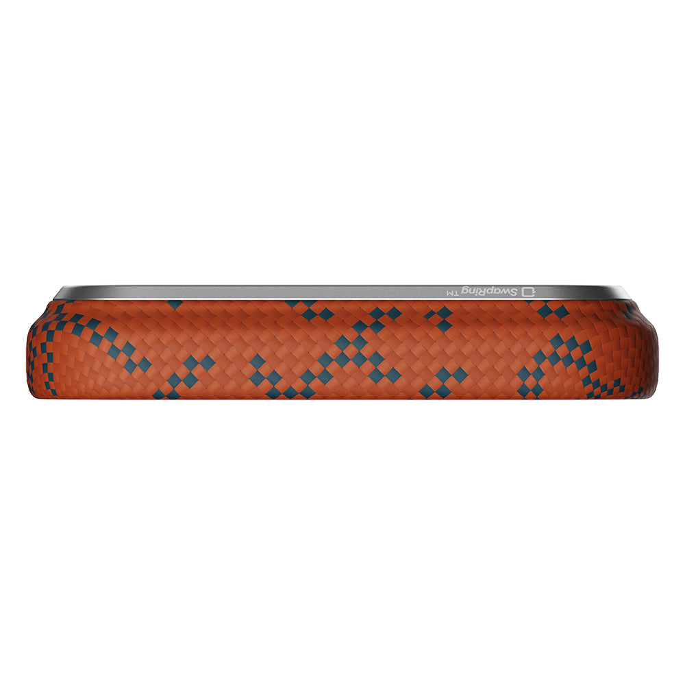 Apple iPhone 17 Pro Max Kılıf M-safe Şarj Özellikli Aramid Fiber Pitaka Tactile Woven Monogram Serisi Kapak