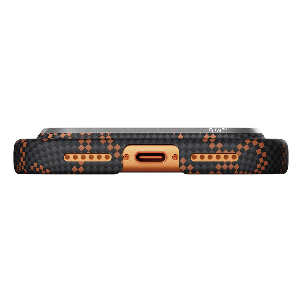 Apple iPhone 17 Pro Max Kılıf M-safe Şarj Özellikli Aramid Fiber Pitaka Tactile Woven Monogram Serisi Kapak