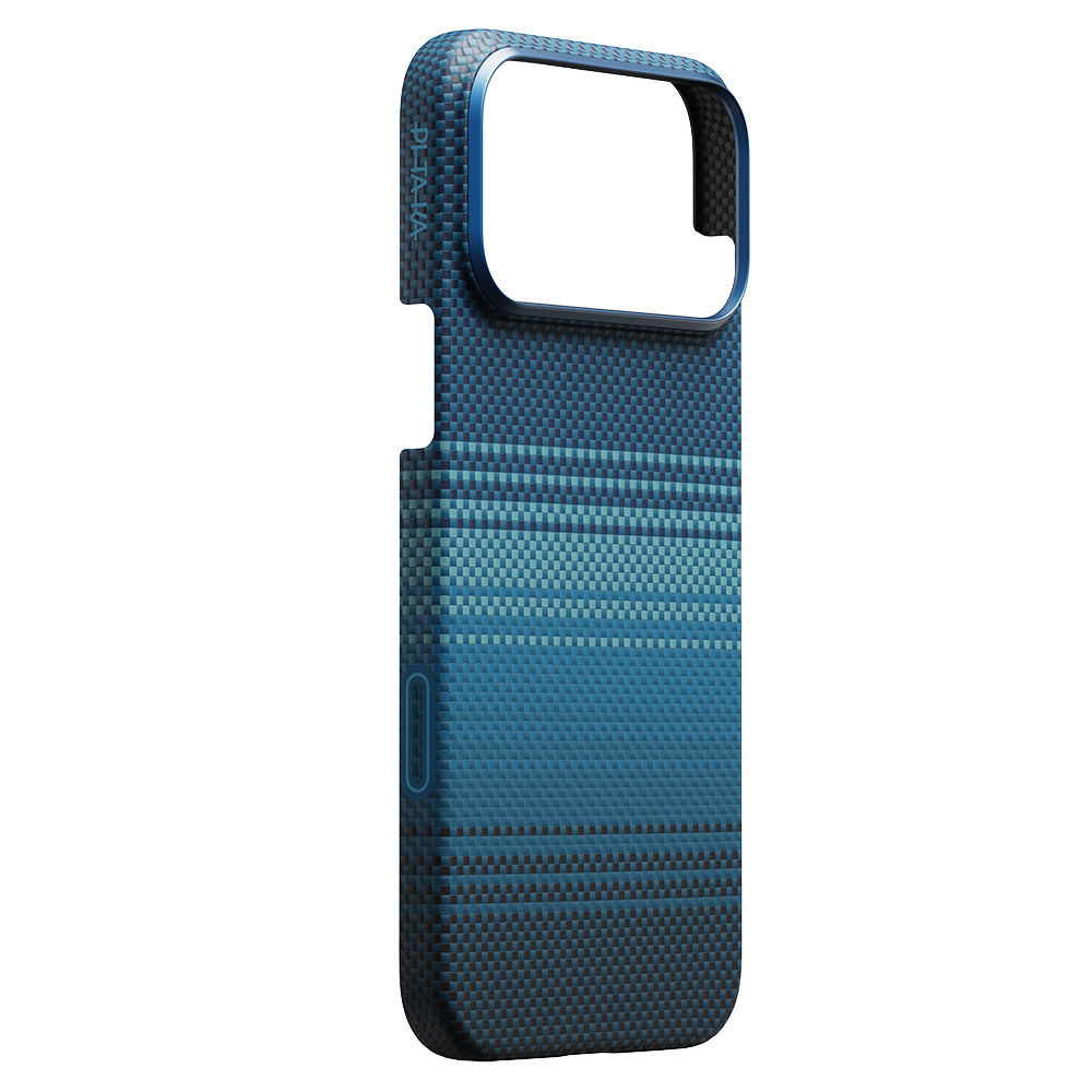 Apple iPhone 17 Pro Max Kılıf M-safe Şarj Özellikli Aramid Fiber Pitaka Tactile Woven Sunset-Moonrise Serisi Sunset Kapak Kahverengi