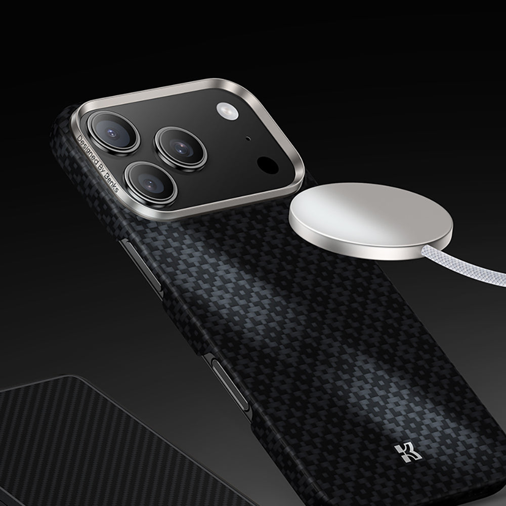 Apple iPhone 17 Pro Max Kılıf M-Safe Şarj Özellikli Benks ArmorAir ArmorGrid Serisi Kevlar Kapak Turuncu