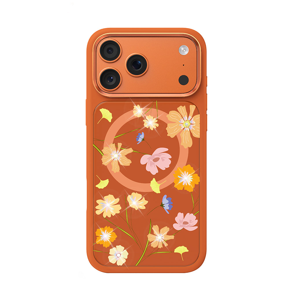 Apple iPhone 17 Pro Max Kılıf M-safe Şarj Özellikli Çiçek Tasarımlı Mutural Flower Serisi Kapak