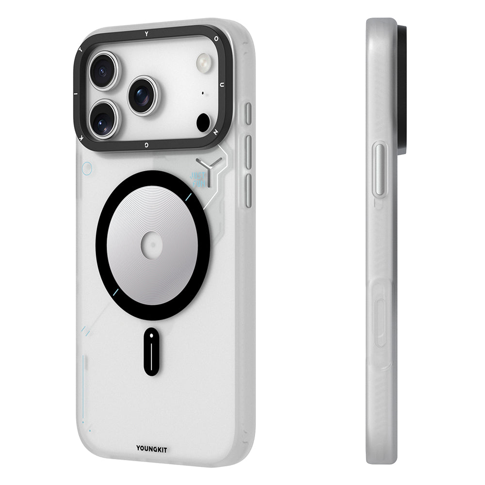 Apple iPhone 17 Pro Max Kılıf M-safe Şarj Özellikli Disk Desenli Youngkit Disc Battle Kapak Siyah