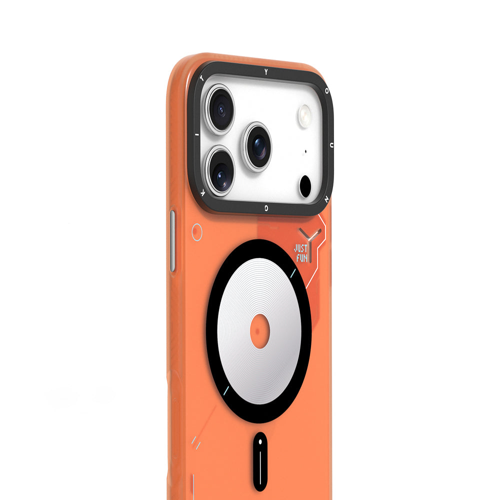 Apple iPhone 17 Pro Max Kılıf M-safe Şarj Özellikli Disk Desenli Youngkit Disc Battle Kapak Gri