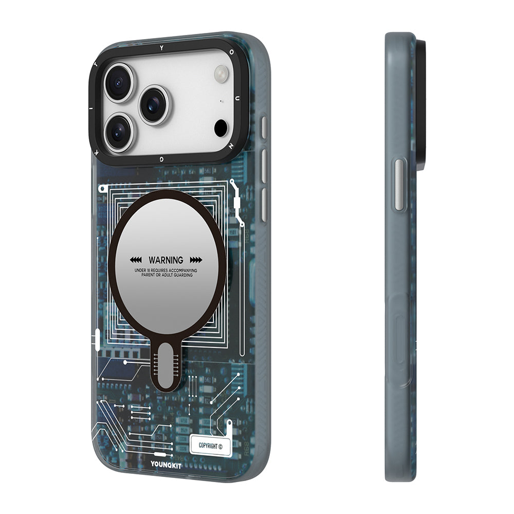 Apple iPhone 17 Pro Max Kılıf M-safe Şarj Özellikli Kamera Denetim Butonlu Youngkit Technology Serisi Kapak Turuncu