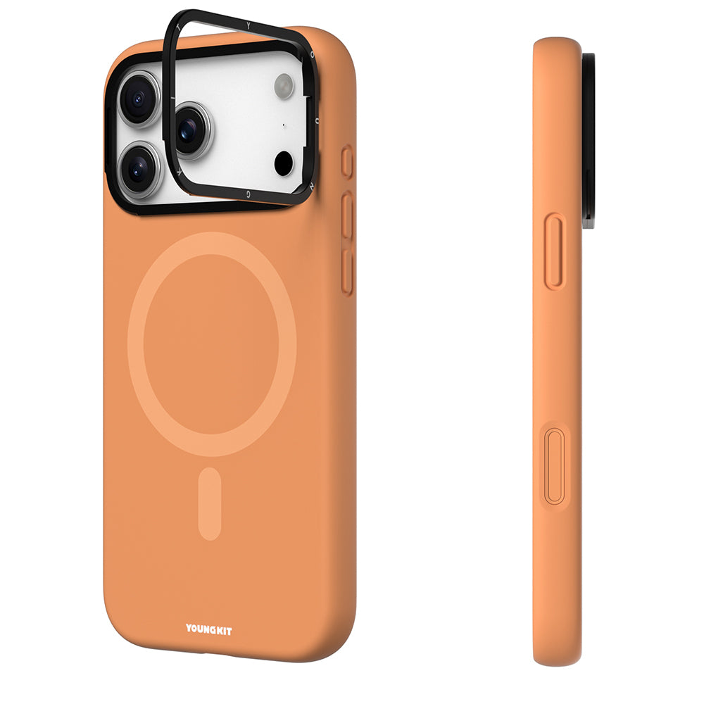 Apple iPhone 17 Pro Max Kılıf M-Safe Şarj Özellikli Kamera Standlı Youngkit Gel Cream Serisi Kapak Siyah