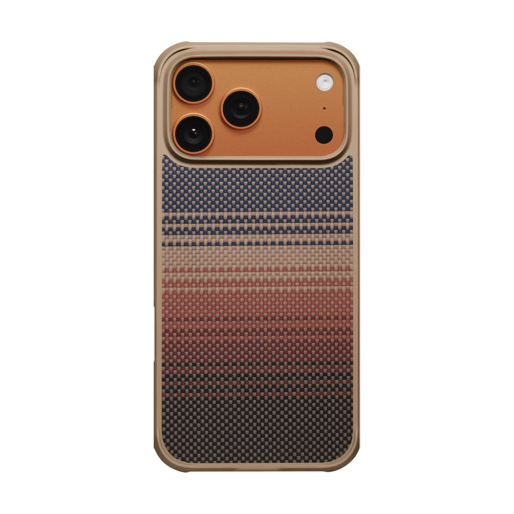 Apple iPhone 17 Pro Max Kılıf M-safe Şarj Özellikli Pitaka Tactile Woven Sunset-Moonrise Aramid Pro Guard Serisi Kapak Mavi