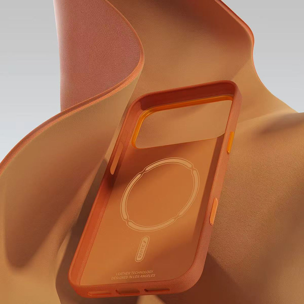 Apple iPhone 17 Pro Max Kılıf M-Safe Şarj Özellikli Polimerik Deri Raptic Urban Nano Kapak Turuncu