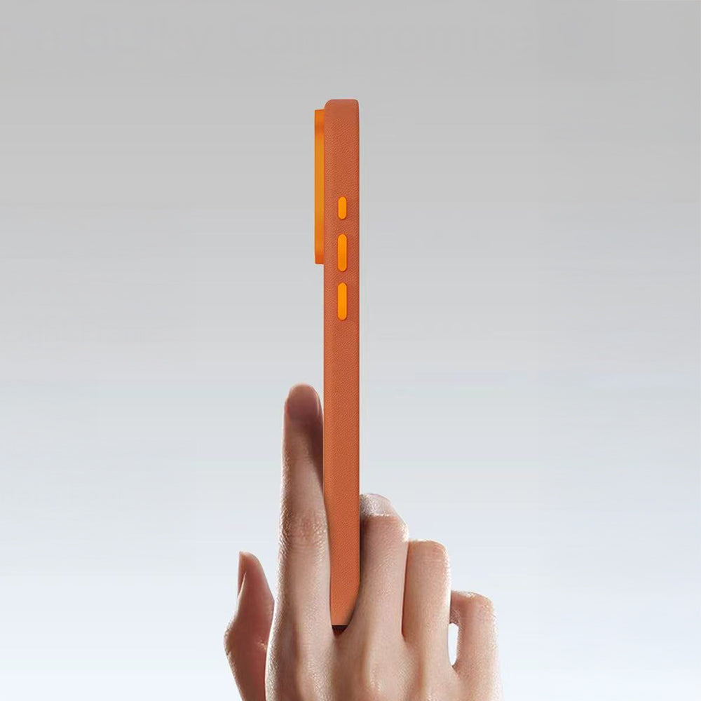 Apple iPhone 17 Pro Max Kılıf M-Safe Şarj Özellikli Polimerik Deri Raptic Urban Nano Kapak Turuncu