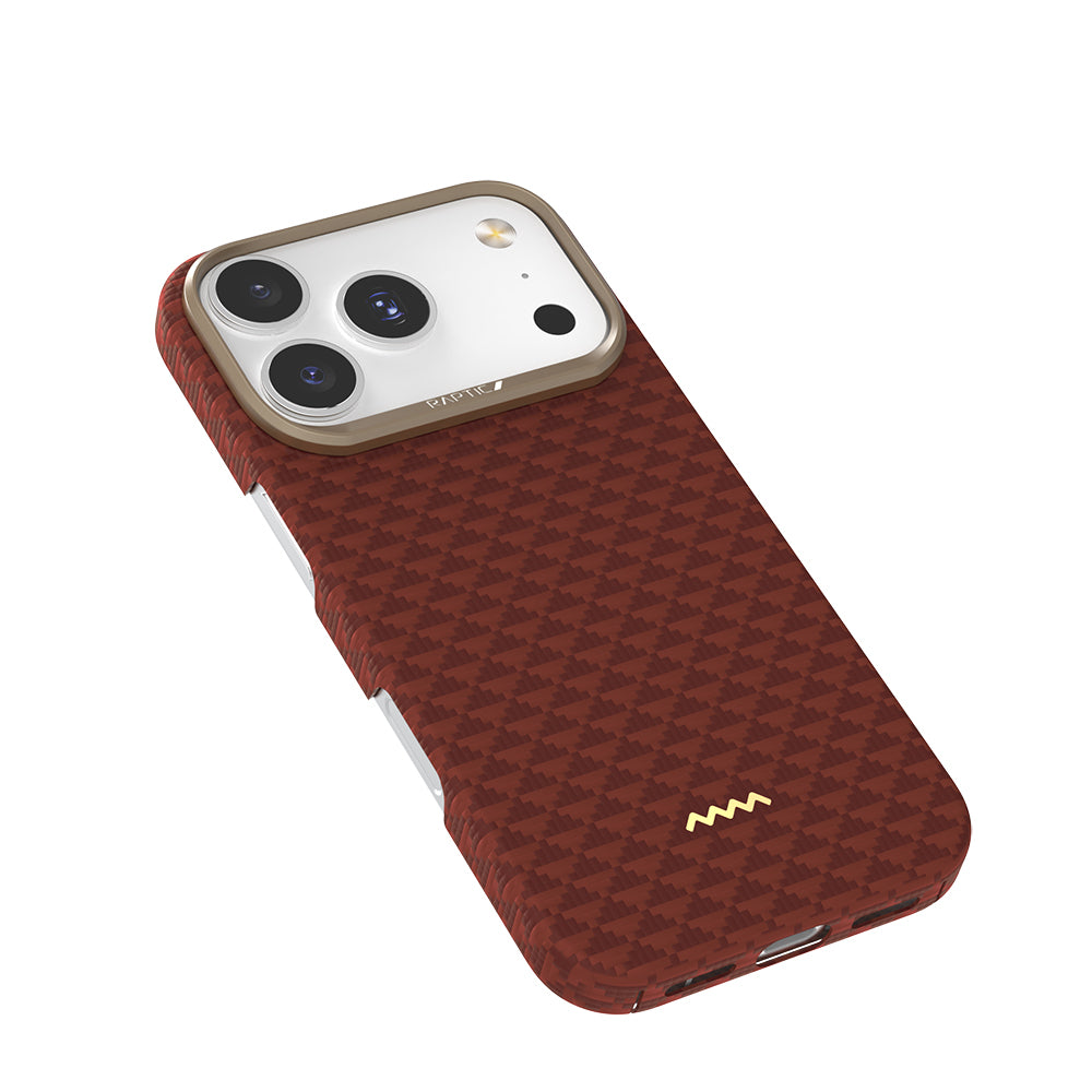 Apple iPhone 17 Pro Max Kılıf M-safe Şarj Özellikli Raptic Aramid Skin Origin Serisi Kapak Gold-Mavi