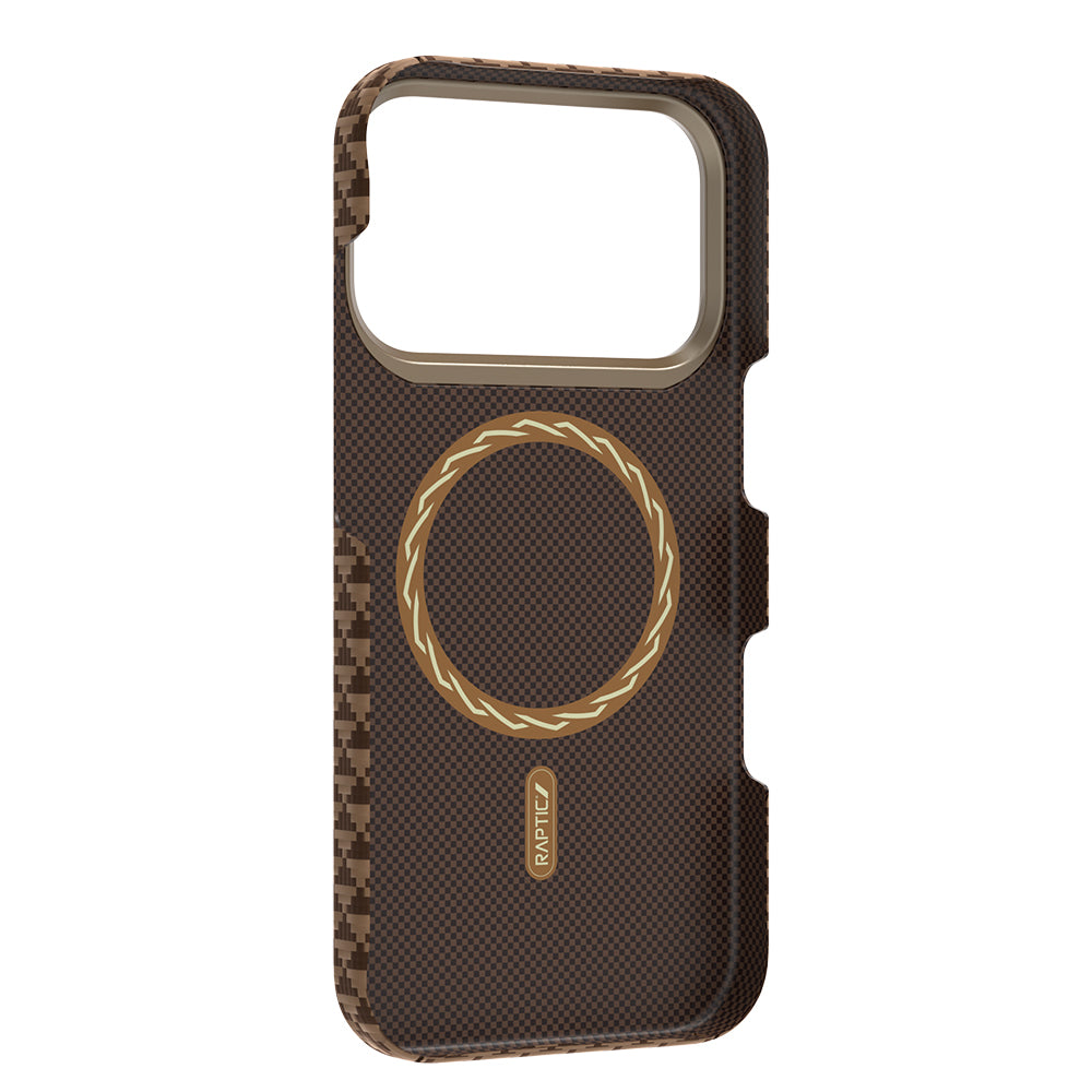 Apple iPhone 17 Pro Max Kılıf M-safe Şarj Özellikli Raptic Aramid Skin Origin Serisi Kapak Kahverengi