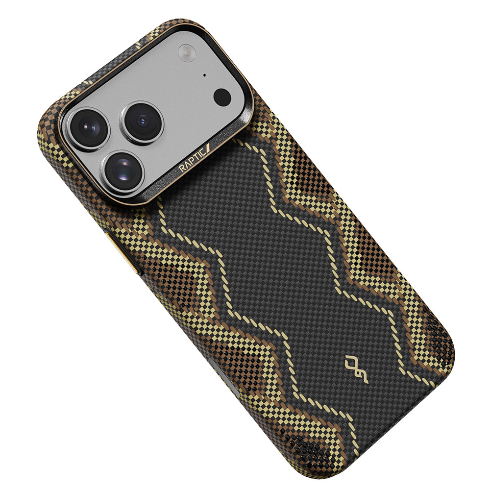 Apple iPhone 17 Pro Max Kılıf M-safe Şarj Özellikli Raptic Aramid Skin Scepter Serisi Karbon Kapak