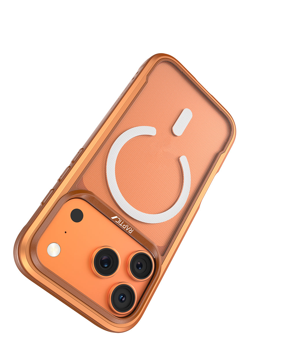 Apple iPhone 17 Pro Max Kılıf M-safe Şarj Özellikli Raptic Shield Classic Serisi Şeffaf Arka Yüzey C-Magnet Kapak Turuncu