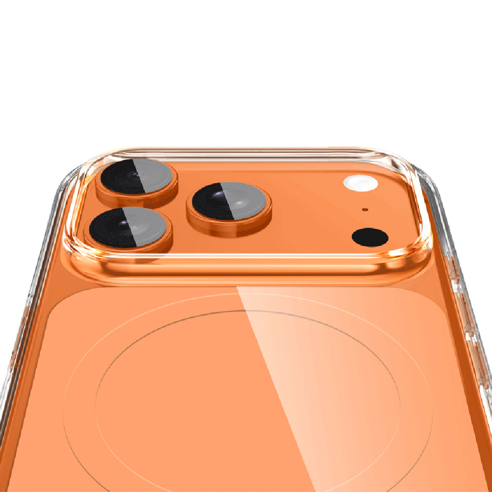 Apple iPhone 17 Pro Max Kılıf M-safe Şarj Özellikli Şeffaf Tasarımlı Wlons Apel Kapak Turuncu