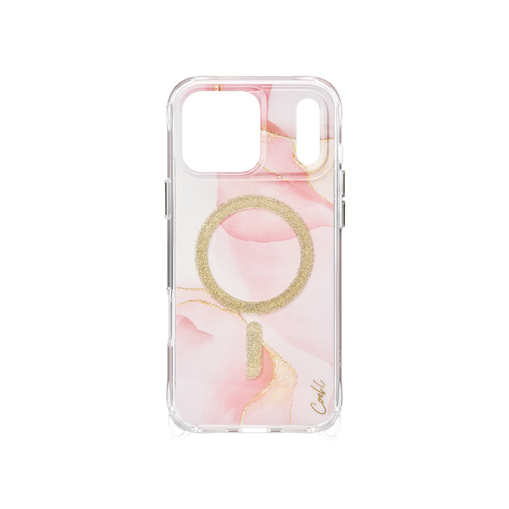 Apple iPhone 17 Pro Max Kılıf M-safe Şarj Özellikli Simli Magnetik Coehl Aeris Kapak Pembe