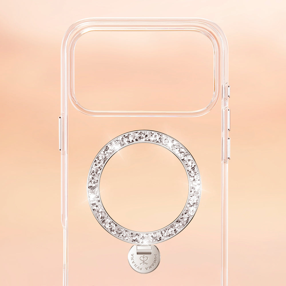 Apple iPhone 17 Pro Max Kılıf M-safe Şarj Özellikli Simli Standlı Pynana Dancing Circle Trendy Serisi Kapak