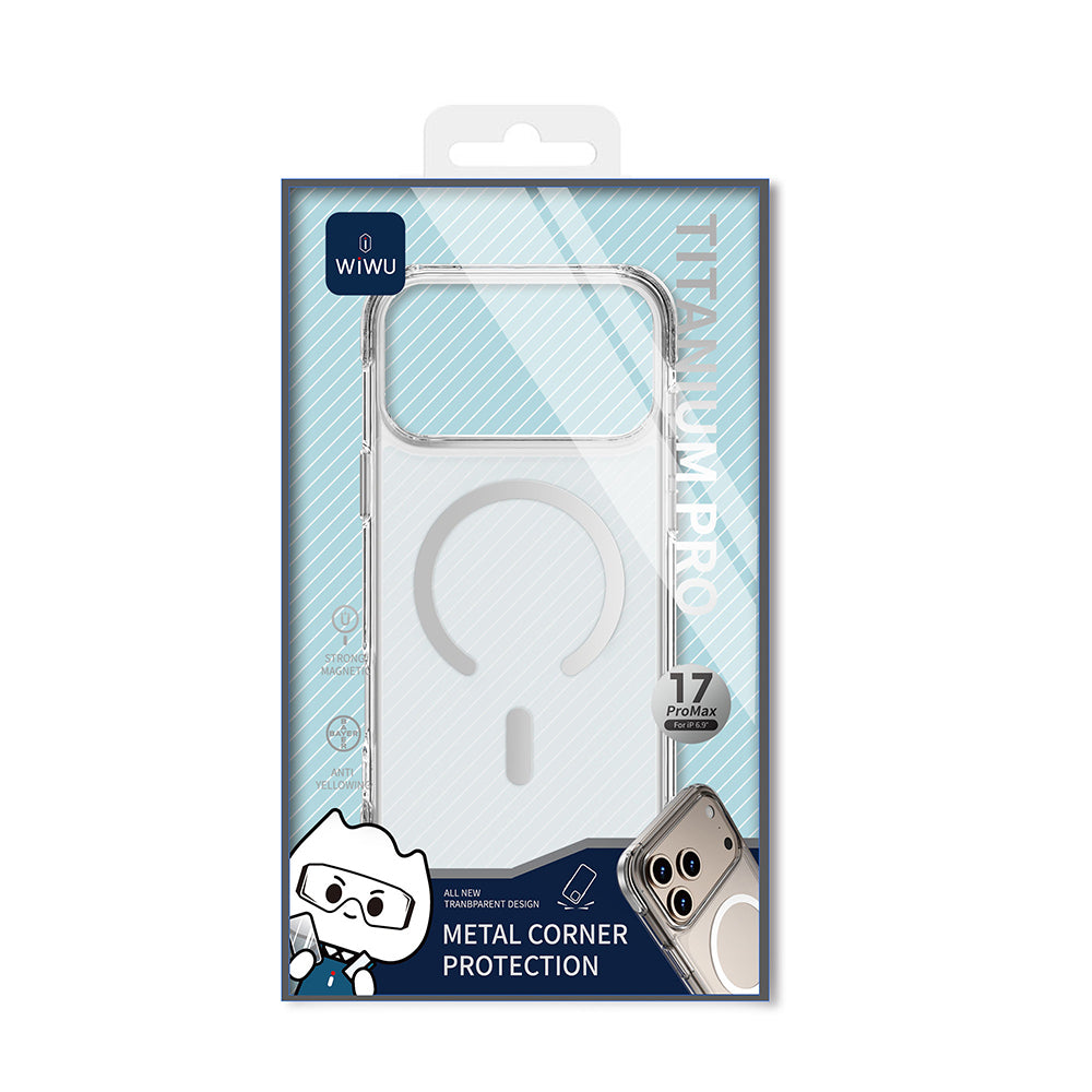 Apple iPhone 17 Pro Max Kılıf M-safe Şarj Özellikli Wiwu MCC-702 Titanyum Pro Serisi Sert PC Kapak Siyah