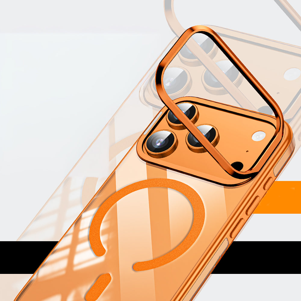 Apple iPhone 17 Pro Max Kılıf M-safe Şarj Özellikli Wlons Standlı Efsane Kapak Turuncu