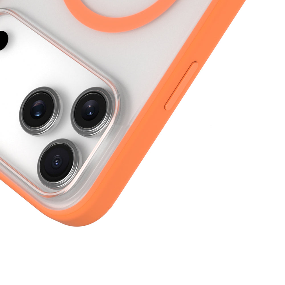 Apple iPhone 17 Pro Max Kılıf M-safe Şarj Özellikli Youngkit Clear Serisi Kapak Turuncu