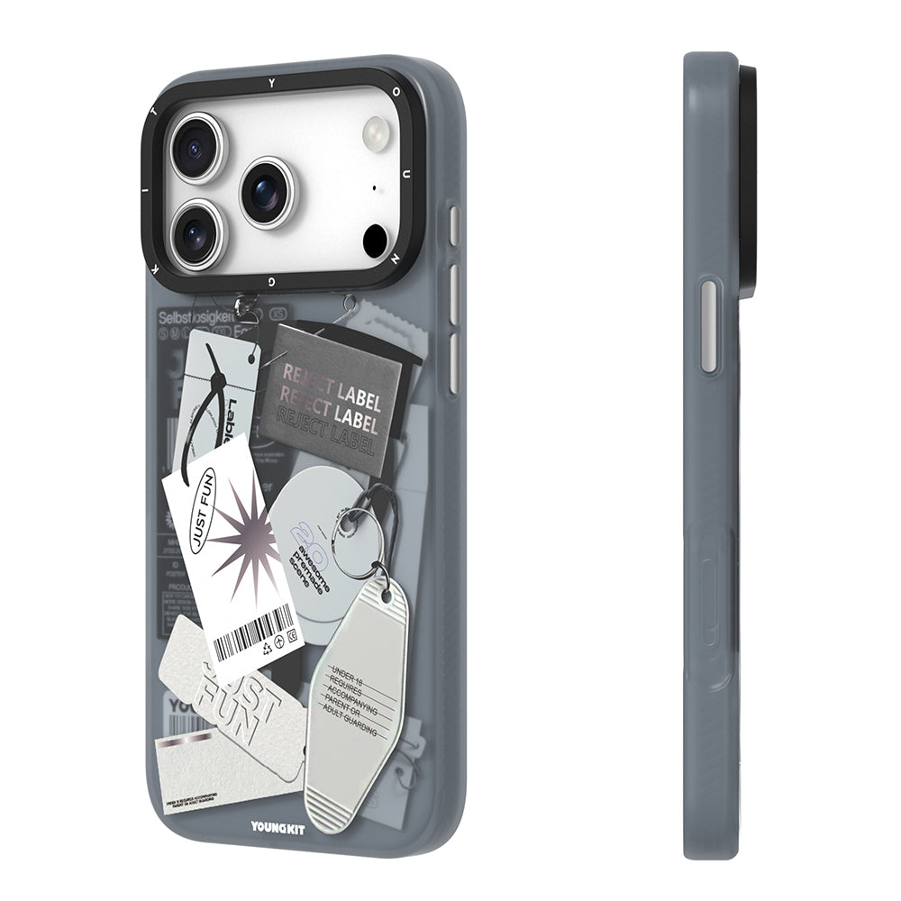 Apple iPhone 17 Pro Max Kılıf M-Safe Şarj Özellikli Youngkit Different Dimension Serisi Kapak Gri