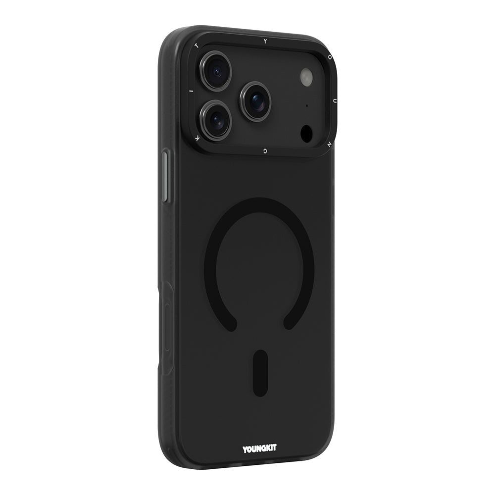 Apple iPhone 17 Pro Max Kılıf M-safe Şarj Özellikli Youngkit Hidden Sand Serisi Kapak Siyah