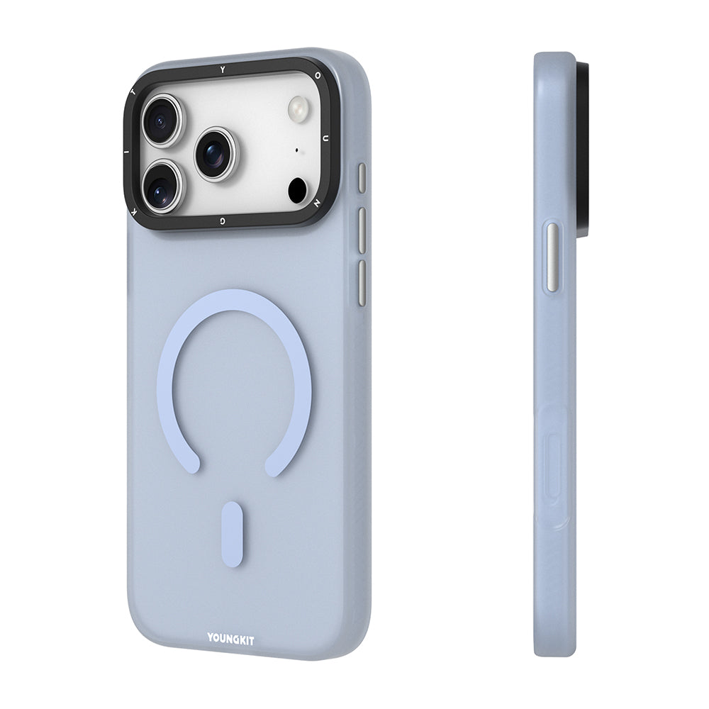 Apple iPhone 17 Pro Max Kılıf M-safe Şarj Özellikli Youngkit Hidden Sand Serisi Kapak Mavi