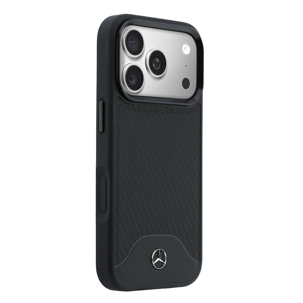 Apple iPhone 17 Pro Max Kılıf Mercedes Benz Orjinal Lisanslı M-safe Şarj Özellikli 3D Metal Logolu Wood Deri Dokumalı Kapak