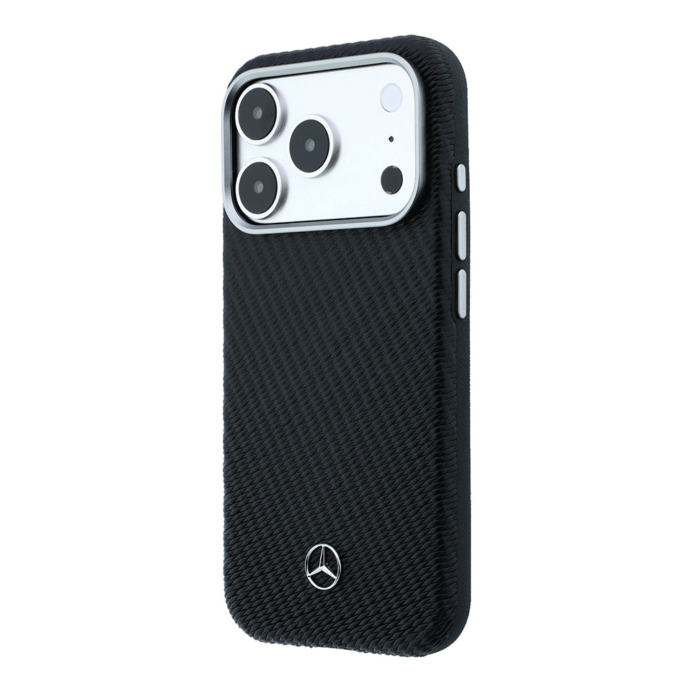 Apple iPhone 17 Pro Max Kılıf Mercedes Benz Orjinal Lisanslı M-safe Şarj Özellikli 3D Metal Logolu Wrap Wood Deri Kapak