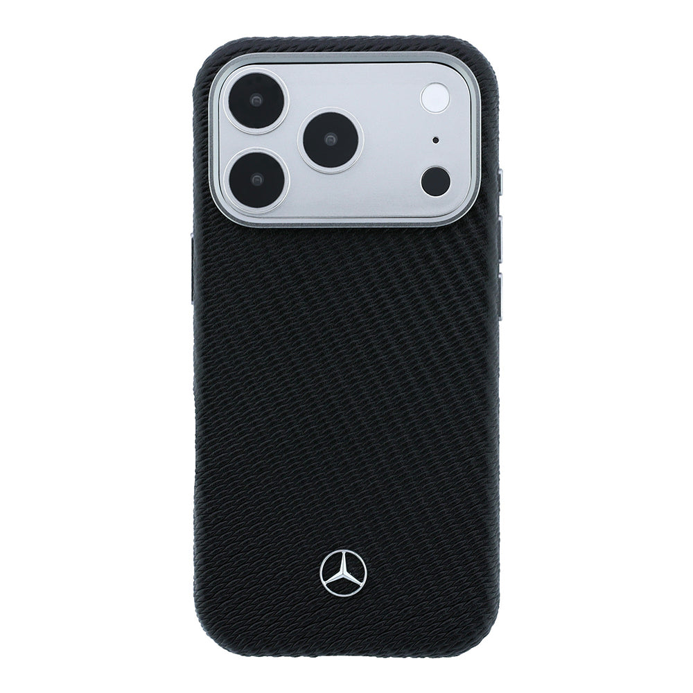 Apple iPhone 17 Pro Max Kılıf Mercedes Benz Orjinal Lisanslı M-safe Şarj Özellikli 3D Metal Logolu Wrap Wood Deri Kapak