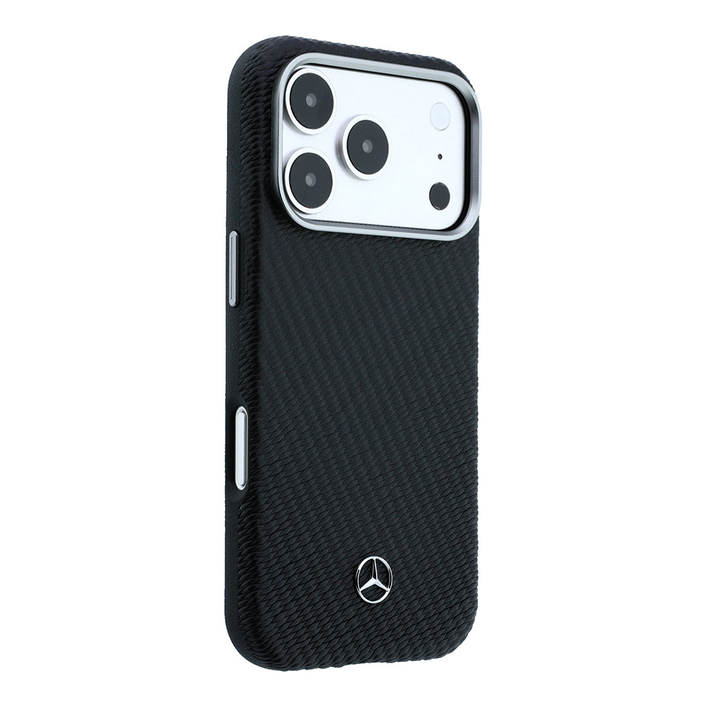Apple iPhone 17 Pro Max Kılıf Mercedes Benz Orjinal Lisanslı M-safe Şarj Özellikli 3D Metal Logolu Wrap Wood Deri Kapak