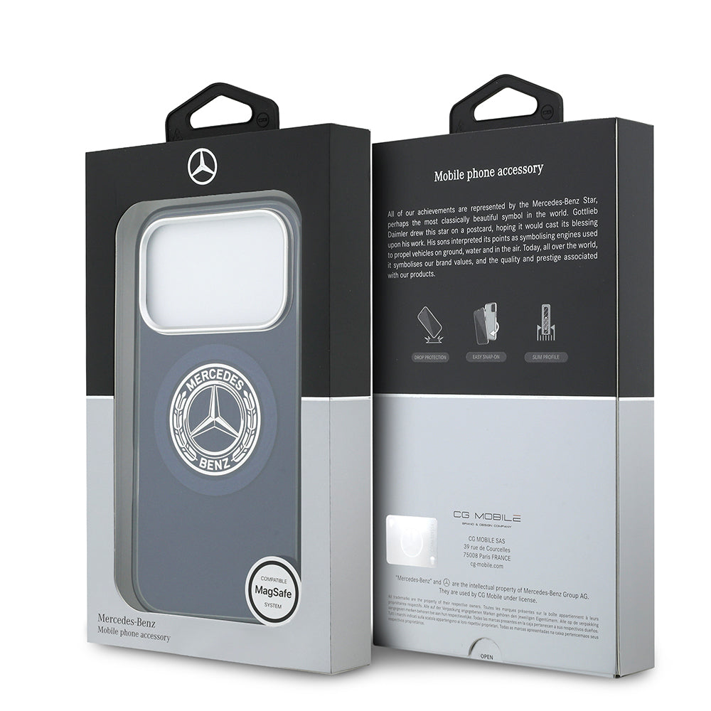 Apple iPhone 17 Pro Max Kılıf Mercedes Benz Orjinal Lisanslı M-safe Şarj Özellikli Çift Katmanlı PC Nostaljik Yıldız Dizayn Kapak Siyah