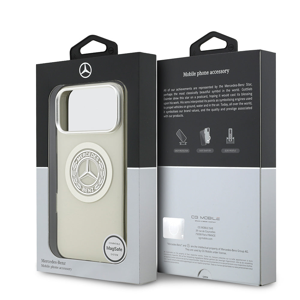 Apple iPhone 17 Pro Max Kılıf Mercedes Benz Orjinal Lisanslı M-safe Şarj Özellikli Çift Katmanlı PC Nostaljik Yıldız Dizayn Kapak Lacivert