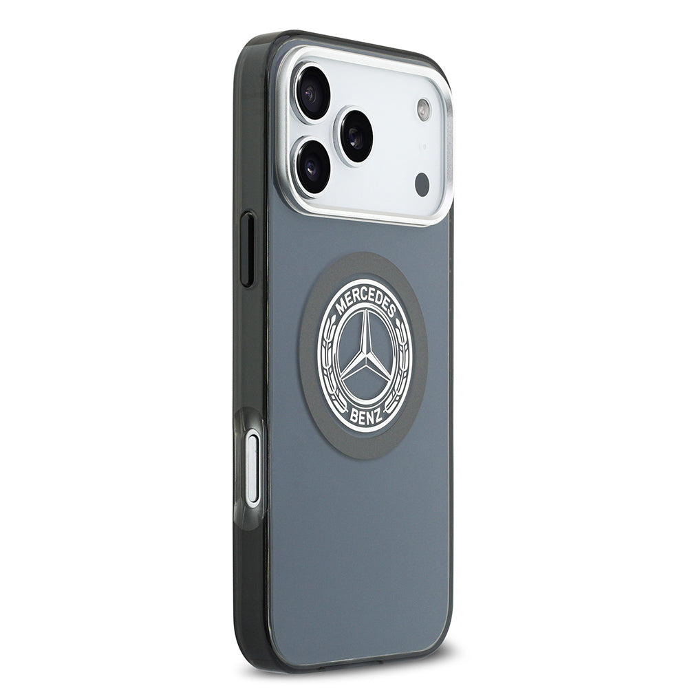 Apple iPhone 17 Pro Max Kılıf Mercedes Benz Orjinal Lisanslı M-safe Şarj Özellikli Çift Katmanlı PC Nostaljik Yıldız Dizayn Kapak Füme