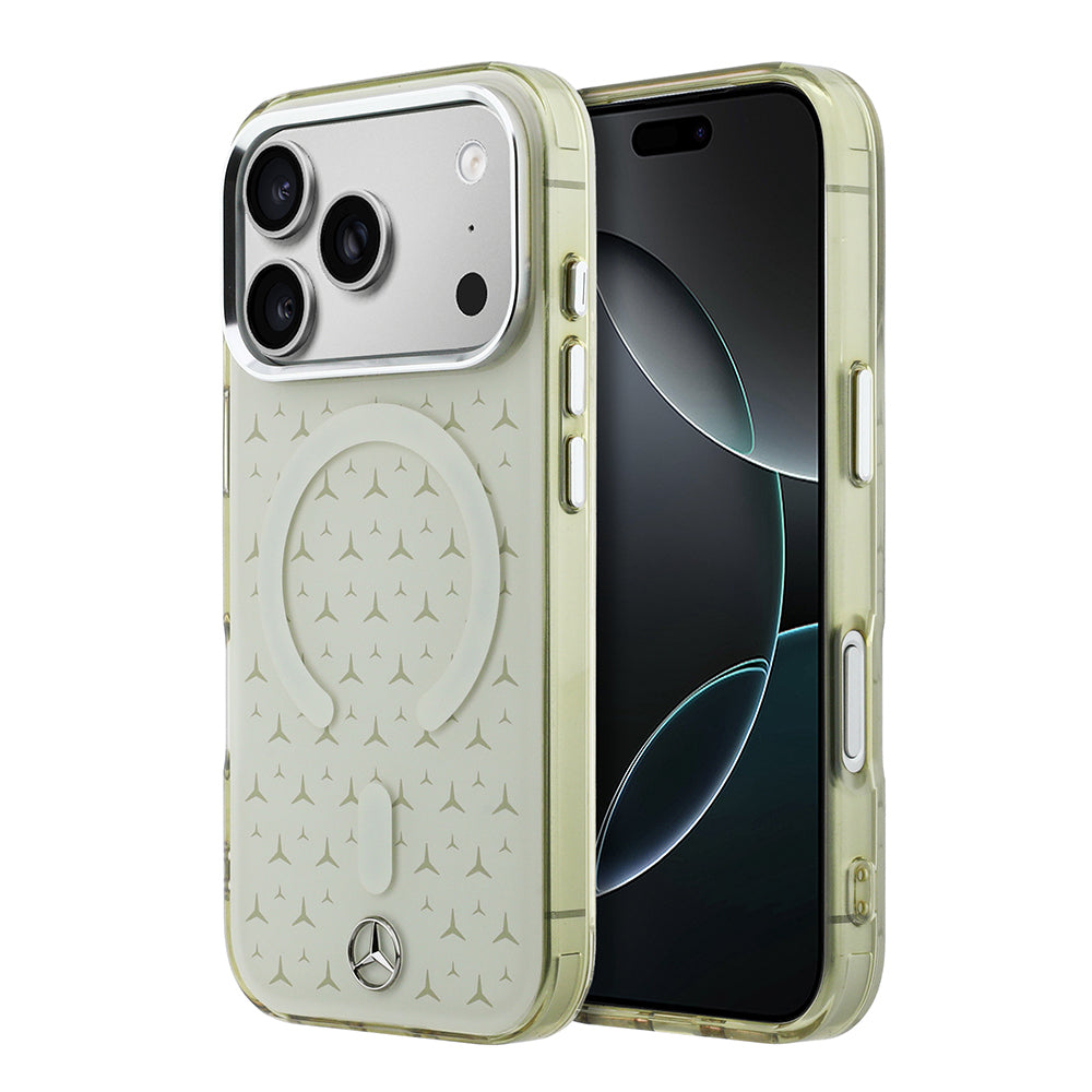 Apple iPhone 17 Pro Max Kılıf Mercedes Benz Orjinal Lisanslı M-Safe Şarj Özellikli Çift Katmanlı Yıldız Desenli Dizayn Kapak