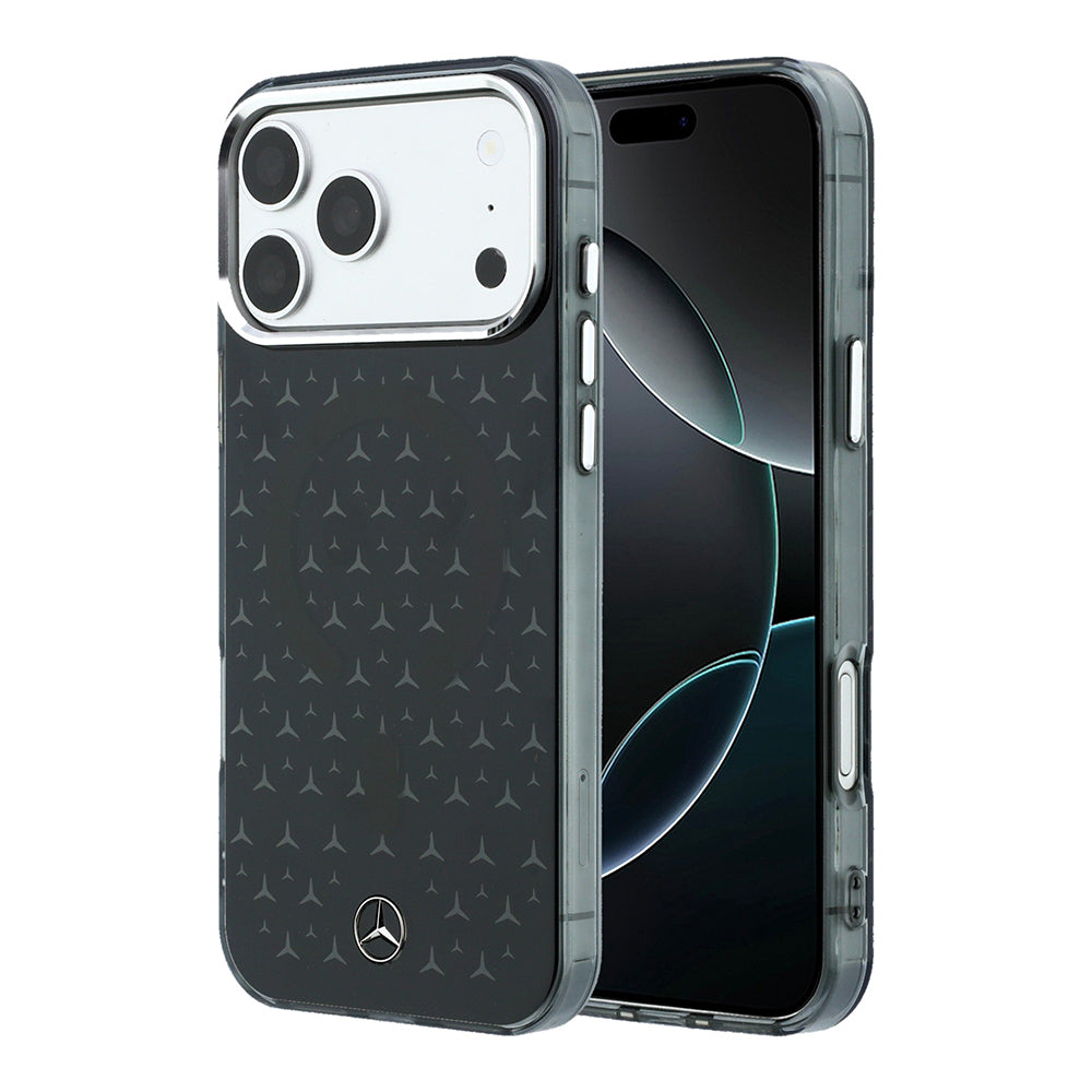 Apple iPhone 17 Pro Max Kılıf Mercedes Benz Orjinal Lisanslı M-Safe Şarj Özellikli Çift Katmanlı Yıldız Desenli Dizayn Kapak