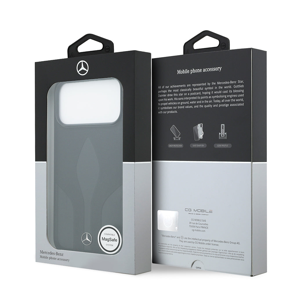 Apple iPhone 17 Pro Max Kılıf Mercedes Benz Orjinal Lisanslı M-safe Şarj Özellikli Dokulu Desenli Deri Kapak Siyah