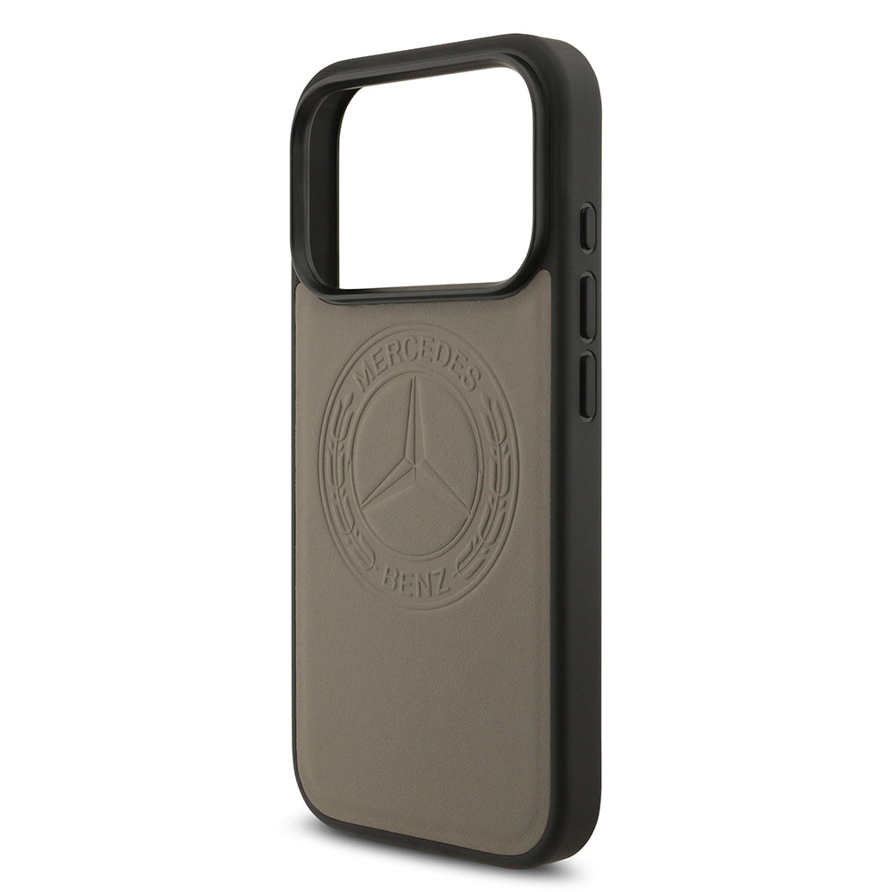Apple iPhone 17 Pro Max Kılıf Mercedes Benz Orjinal Lisanslı M-safe Şarj Özellikli Hakiki Deri Nostaljik Yıldız Dizayn Kapak Kahverengi