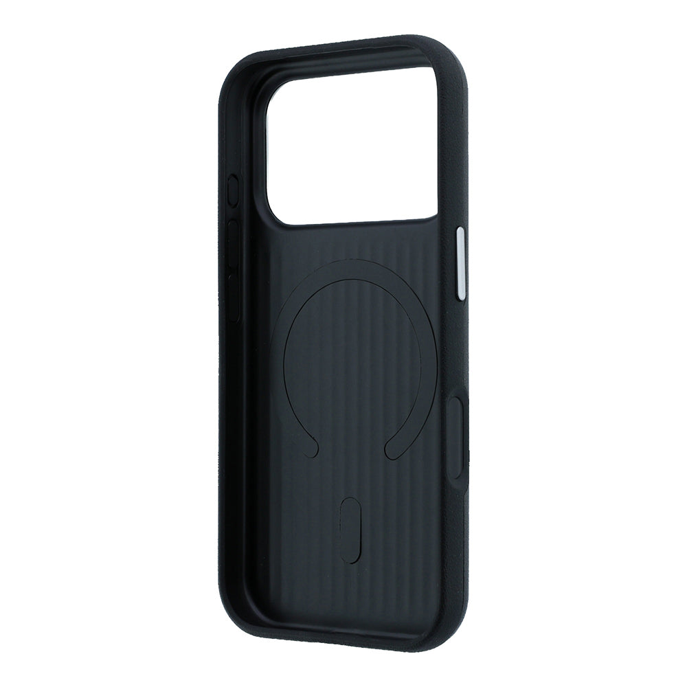 Apple iPhone 17 Pro Max Kılıf Mercedes Benz Orjinal Lisanslı M-safe Şarj Özellikli Metal Yıldız Logolu Çizgili Deri Kapak