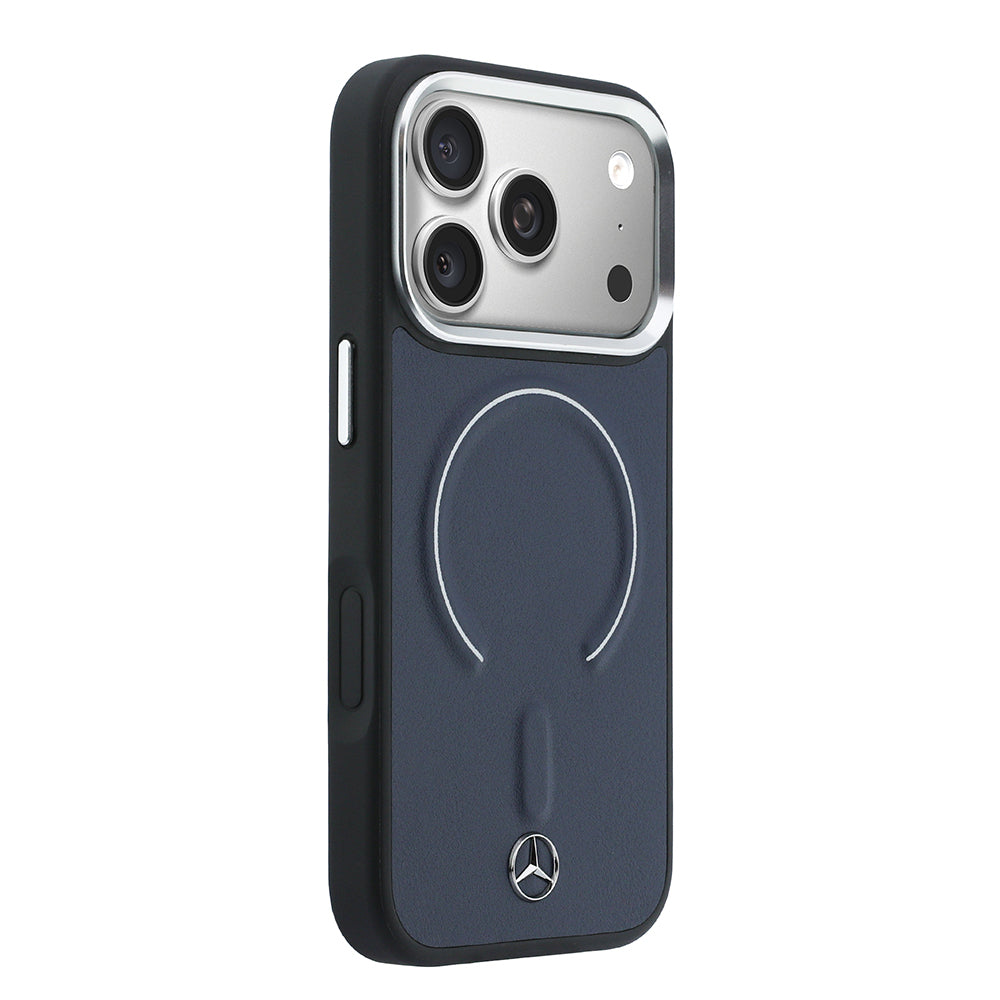 Apple iPhone 17 Pro Max Kılıf Mercedes Benz Orjinal Lisanslı M-safe Şarj Özellikli Metal Yıldız Logolu Kabartmalı Deri Kapak