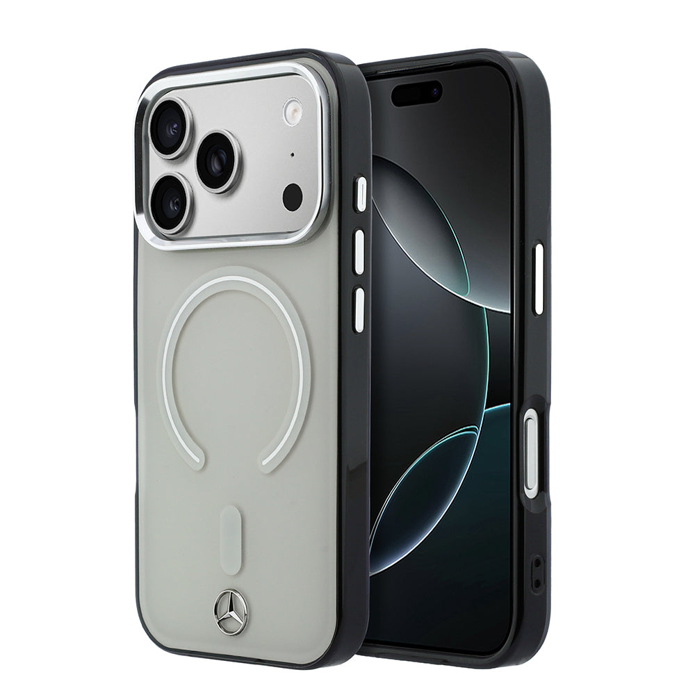 Apple iPhone 17 Pro Max Kılıf Mercedes Benz Orjinal Lisanslı M-safe Şarj Özellikli Saydam Yüzey İkonik 3D Metal Logolu Kapak