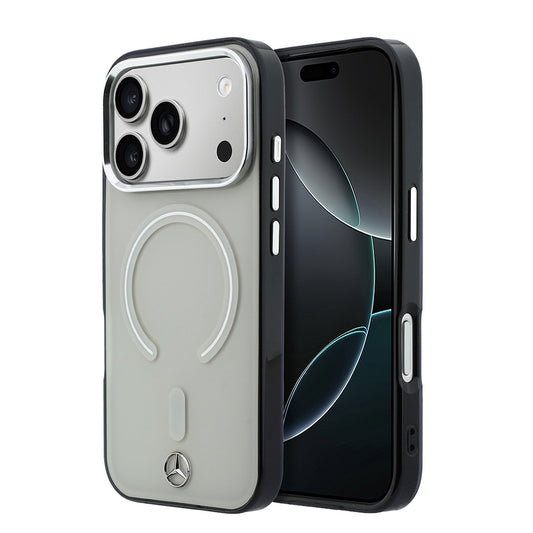 Apple iPhone 17 Pro Max Kılıf Mercedes Benz Orjinal Lisanslı M-safe Şarj Özellikli Saydam Yüzey İkonik 3D Metal Logolu Kapak
