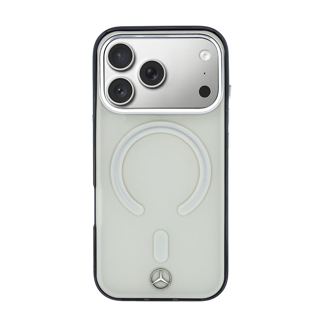 Apple iPhone 17 Pro Max Kılıf Mercedes Benz Orjinal Lisanslı M-safe Şarj Özellikli Saydam Yüzey İkonik 3D Metal Logolu Kapak
