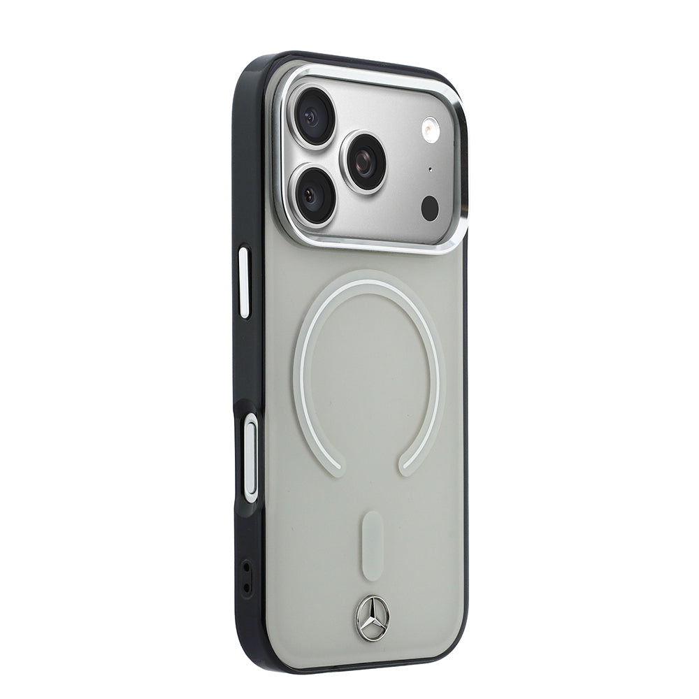 Apple iPhone 17 Pro Max Kılıf Mercedes Benz Orjinal Lisanslı M-safe Şarj Özellikli Saydam Yüzey İkonik 3D Metal Logolu Kapak
