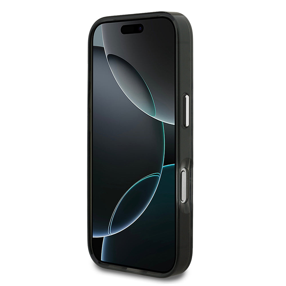 Apple iPhone 17 Pro Max Kılıf Orjinal Lisanslı M-safe Şarj Özellikli Karl Lagerfeld IML Baskılı Monogram Dizayn Kapak Siyah