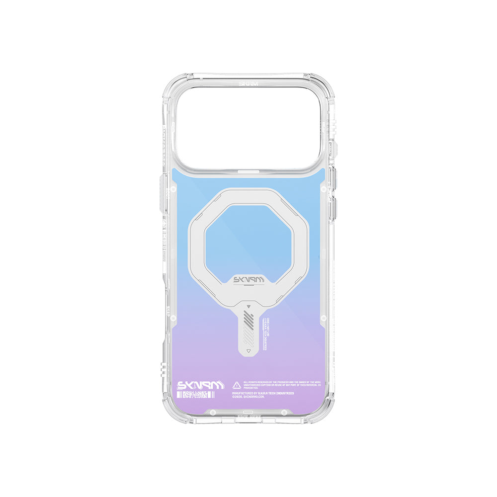 Apple iPhone 17 Pro Max Kılıf Skinarma M-Safe Şarj Özellikli IML Baskılı Holografik MYST Kapak Colorful