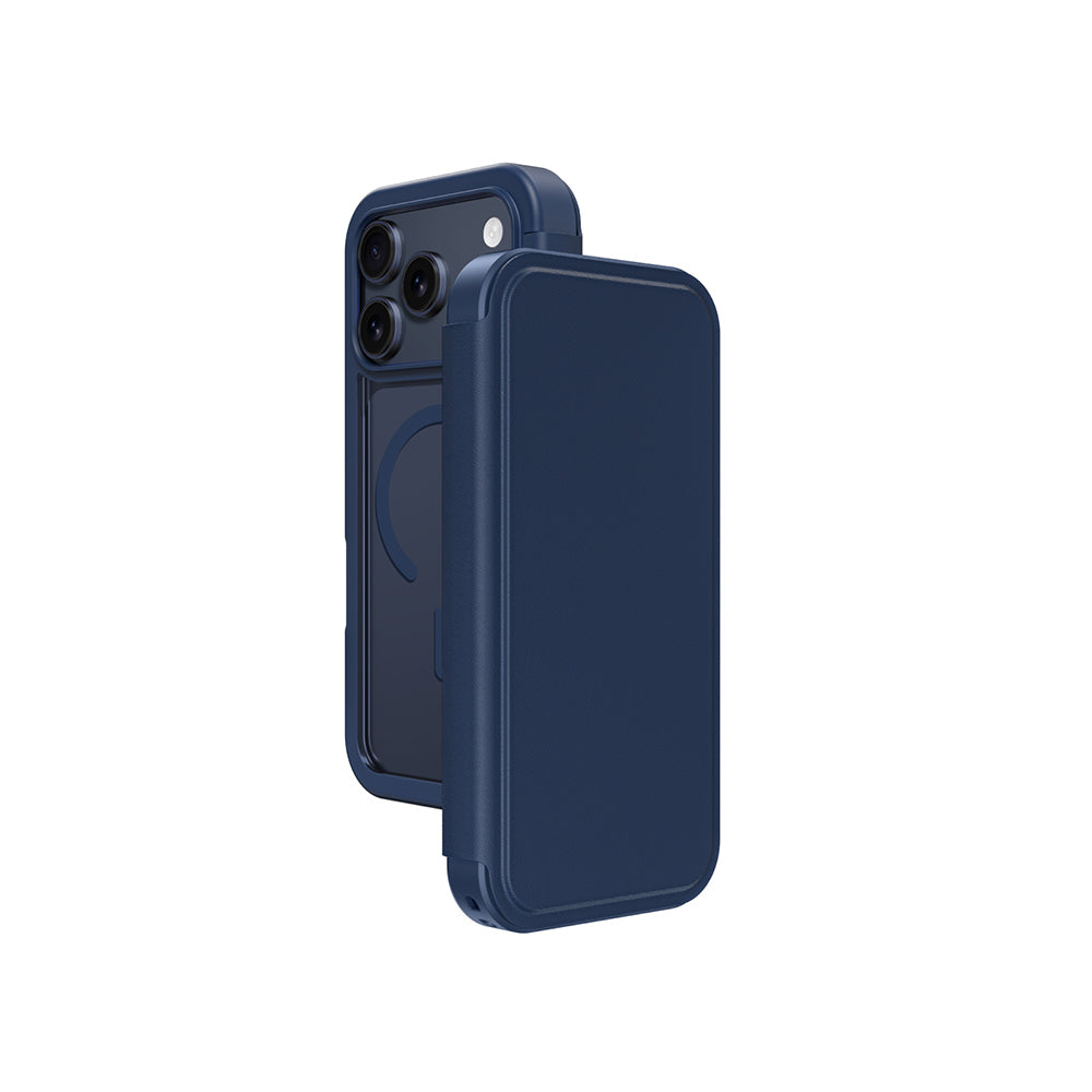 Apple iPhone 17 Pro Max PU Kartlıklı Kapaklı Amazingthing Glamour Foilo Serisi Kılıf Turuncu