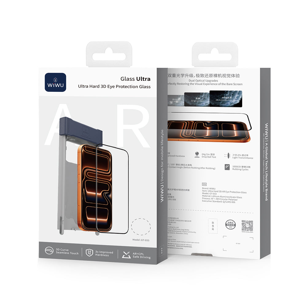 Apple iPhone 17 Pro Max Wiwu GT-033 Glass Ultra Serisi 3D Anti Reflective Ekran Koruyucu Cam + Kolay Uygulama Aparatı