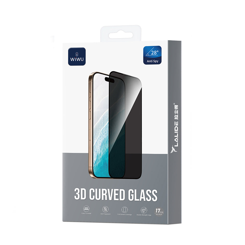 Apple iPhone 17 Pro Wiwu LLD302 3D Curved iPrivacy Parmak İzi Bırakmayan Temperli Cam Ekran Koruyucu